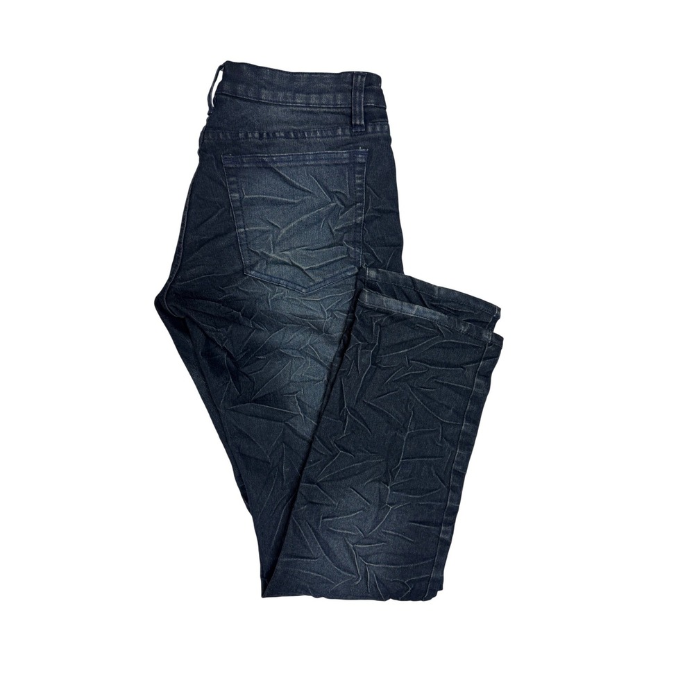 Tripp NYC Mens Crinkle Texture Skinny Jeans Dark Wash Blue Size 32X29 Distressed